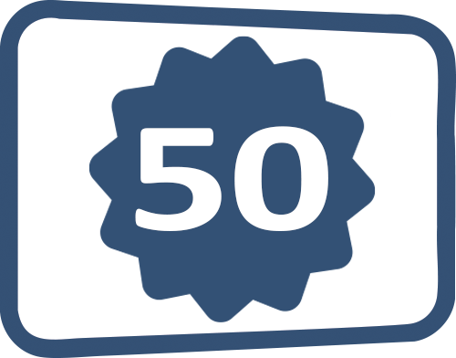 Une représentation symbolique de la prime de recommandation de 50 francs – un petit merci pour votre recommandation à des amis ou à la famille.